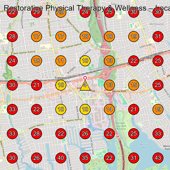 Restorative Physical Therapy & Wellness GeoGrid visibility map for Physical Therapy Clinic in Oceanside